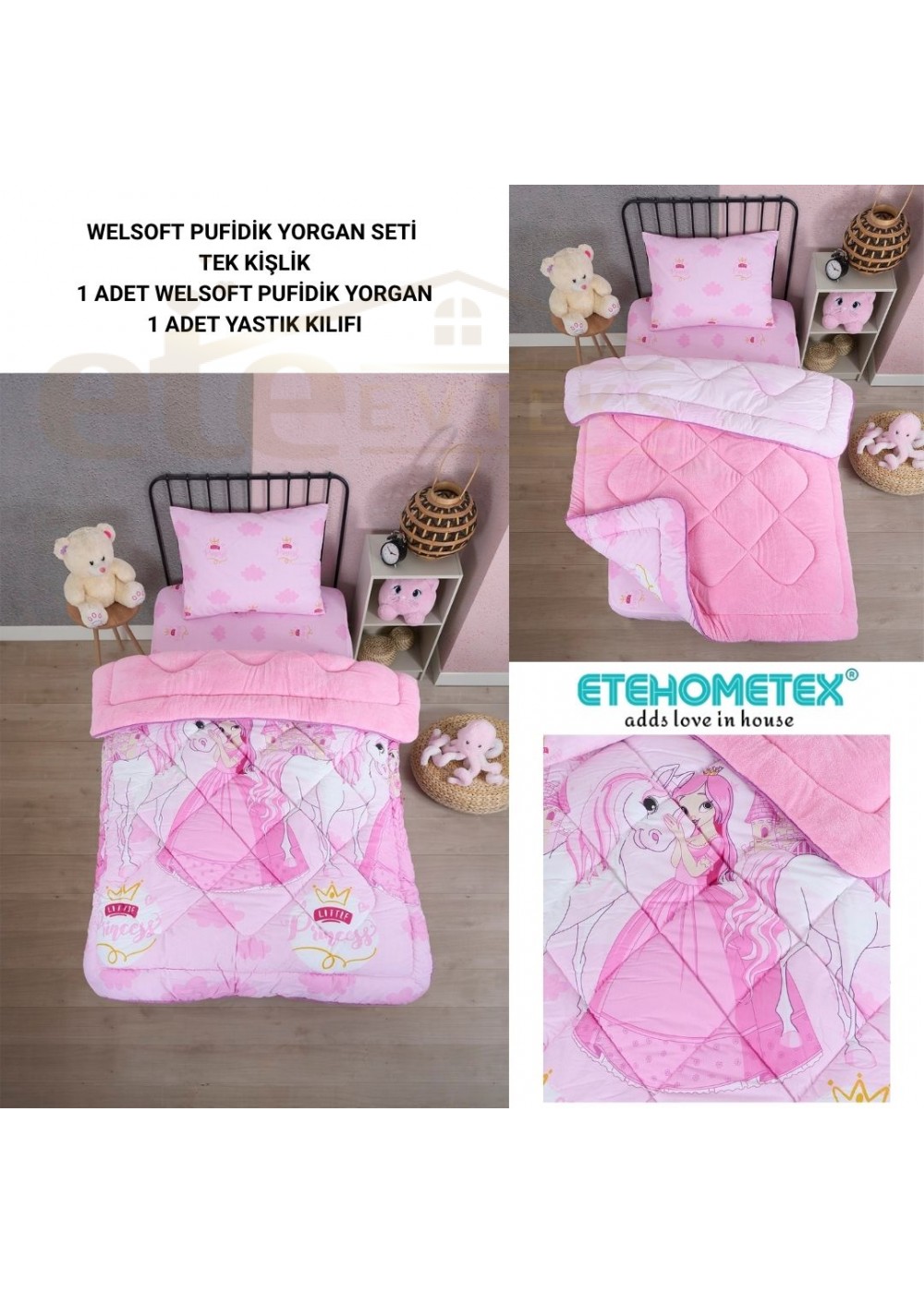 ETE HOMETEX TEK KİŞİLİK LÜX WELSOFT YORGAN PRENSES PEMBE 155X215CM 8696474231856 ETE HOMETEX TEK KİŞİLİK LÜX WELSOFT YORGAN PRENSES PEMBE 155X215CM 8696474231856